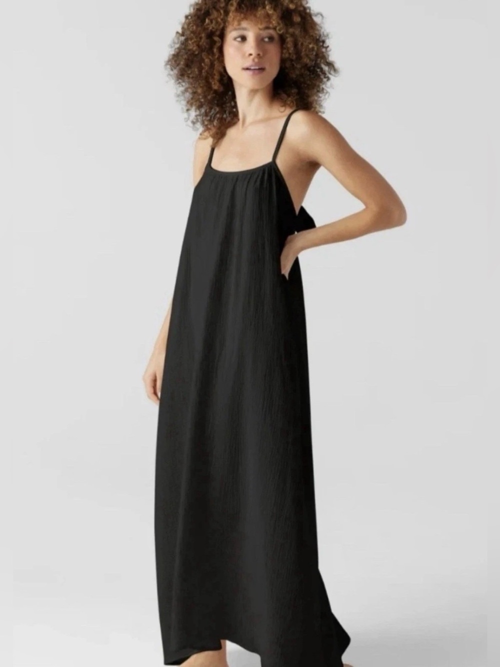 Sol Angeles Black Spaghetti-Strap Maxi Dress